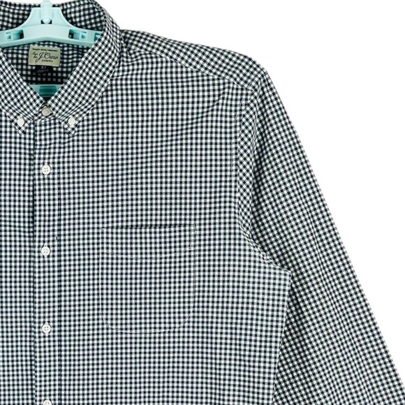 J.Crew Men Navy White Slim Stretch Gingham Button-Down Shirt Size XL Long Sleeve - Picture 5 of 10